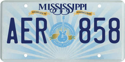 MS license plate AER858