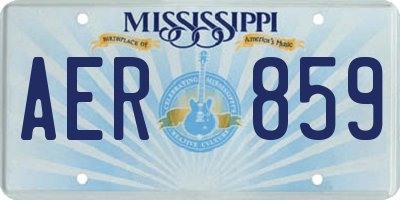 MS license plate AER859