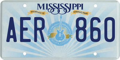 MS license plate AER860