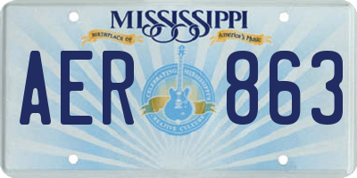 MS license plate AER863