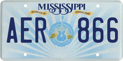 MS license plate AER866