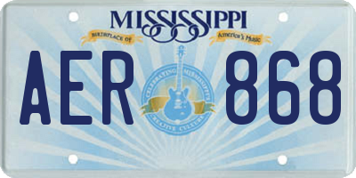 MS license plate AER868