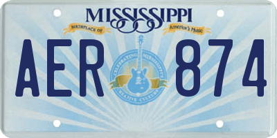 MS license plate AER874