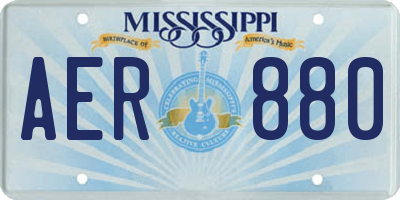 MS license plate AER880