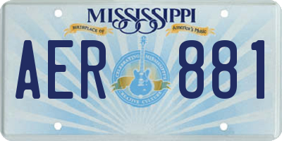 MS license plate AER881