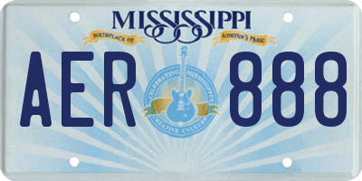 MS license plate AER888