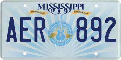 MS license plate AER892