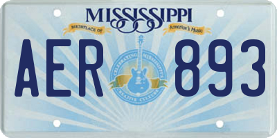 MS license plate AER893