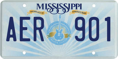 MS license plate AER901