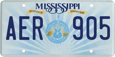 MS license plate AER905