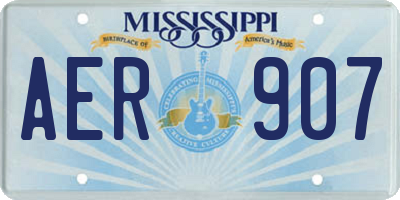 MS license plate AER907