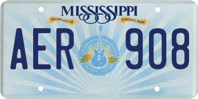 MS license plate AER908