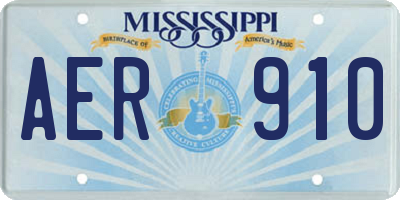 MS license plate AER910
