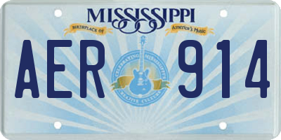 MS license plate AER914