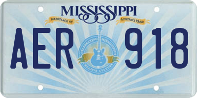 MS license plate AER918