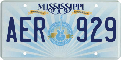 MS license plate AER929