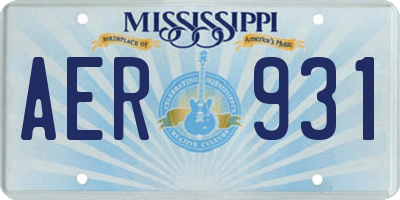 MS license plate AER931