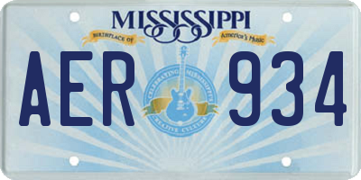 MS license plate AER934