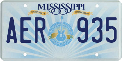 MS license plate AER935