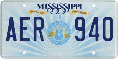 MS license plate AER940