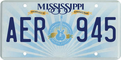 MS license plate AER945