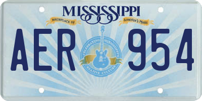 MS license plate AER954
