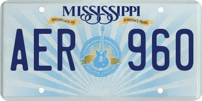 MS license plate AER960