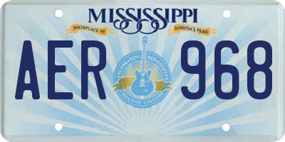 MS license plate AER968