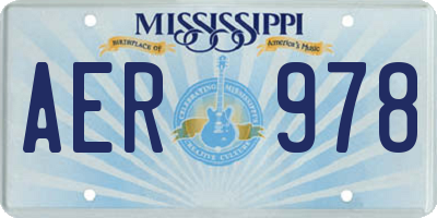 MS license plate AER978