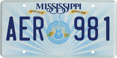 MS license plate AER981