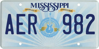 MS license plate AER982
