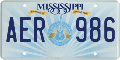 MS license plate AER986