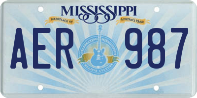 MS license plate AER987