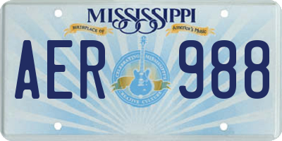 MS license plate AER988