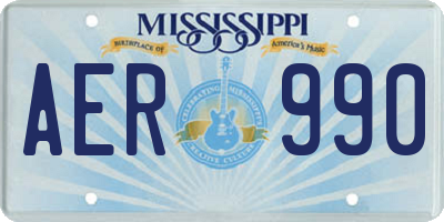 MS license plate AER990