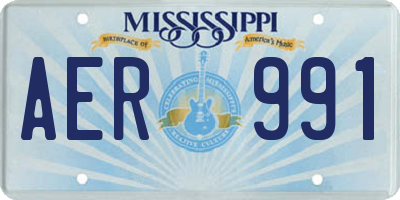 MS license plate AER991