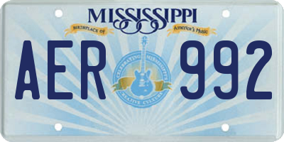 MS license plate AER992