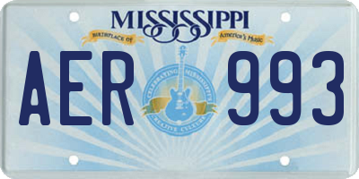 MS license plate AER993