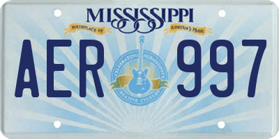 MS license plate AER997