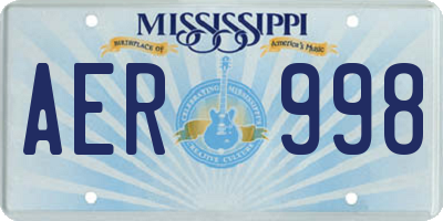 MS license plate AER998