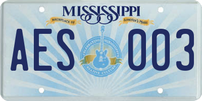 MS license plate AES003