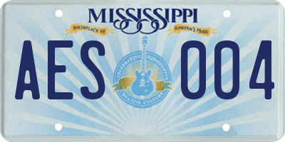 MS license plate AES004
