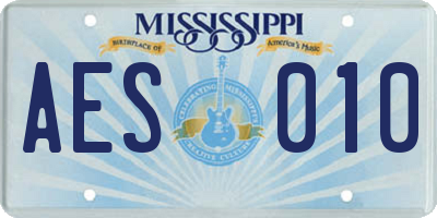 MS license plate AES010