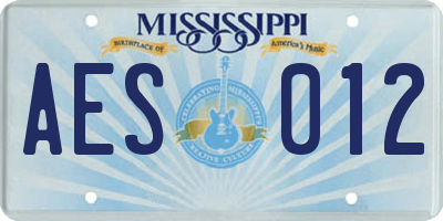 MS license plate AES012