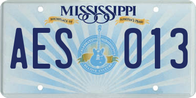 MS license plate AES013