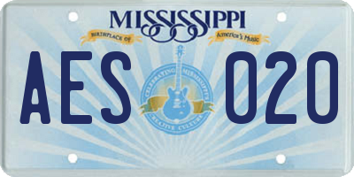 MS license plate AES020