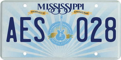MS license plate AES028