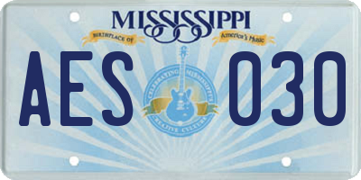 MS license plate AES030