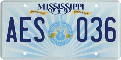 MS license plate AES036