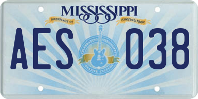 MS license plate AES038
